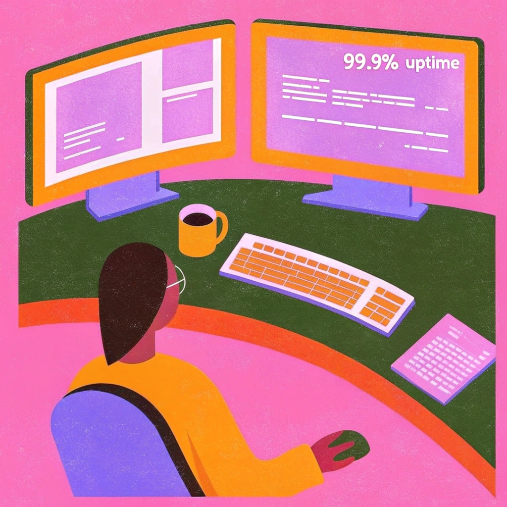 the image shows a professional web developer in a