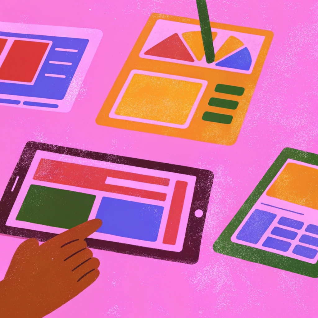 a designer crafts a website layout on a tablet whi