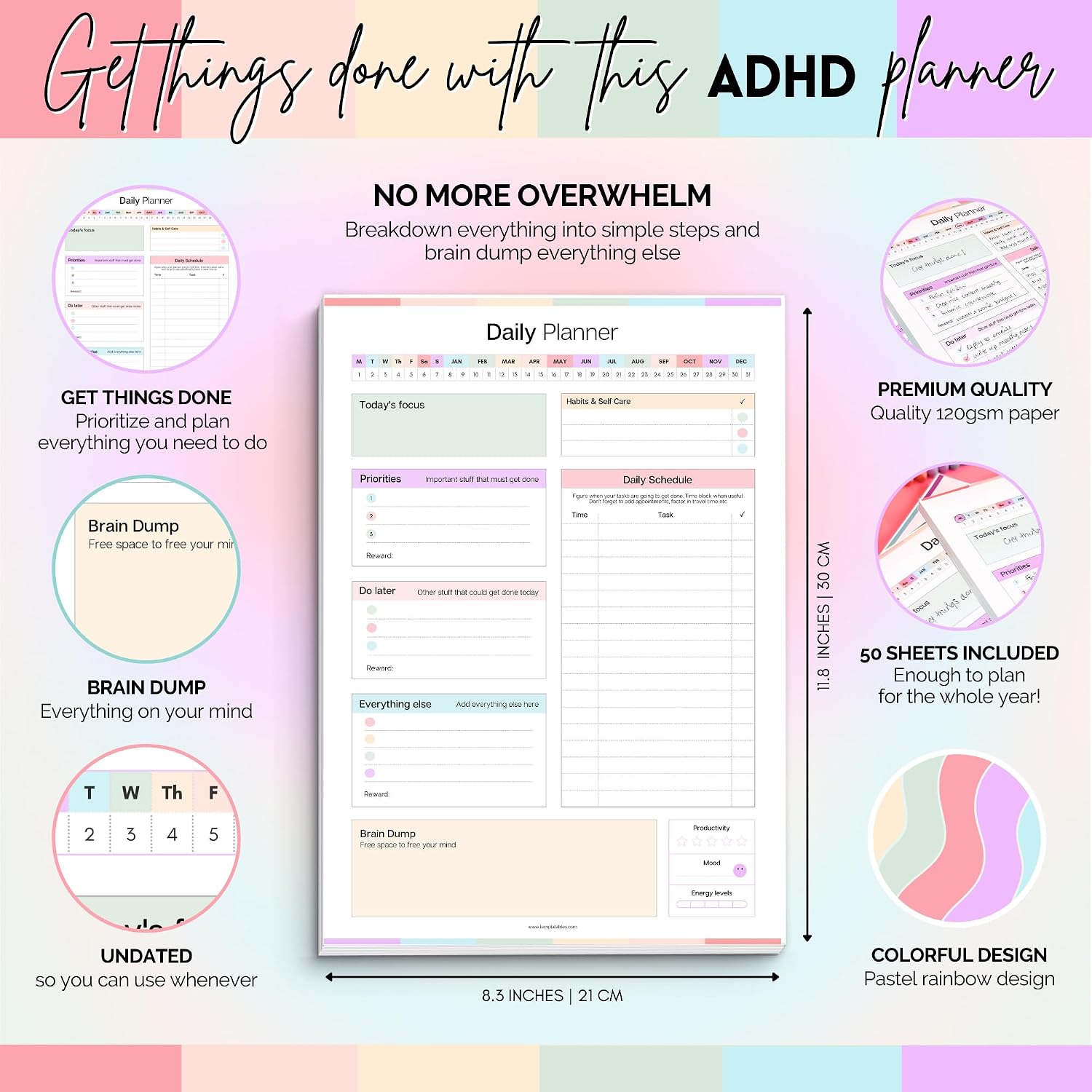 ADHD Daily Planner Notepad for Neurodivergent Adults - Productivity Daily Planner Desk Pad &amp; Task Management to Stay Organi 2