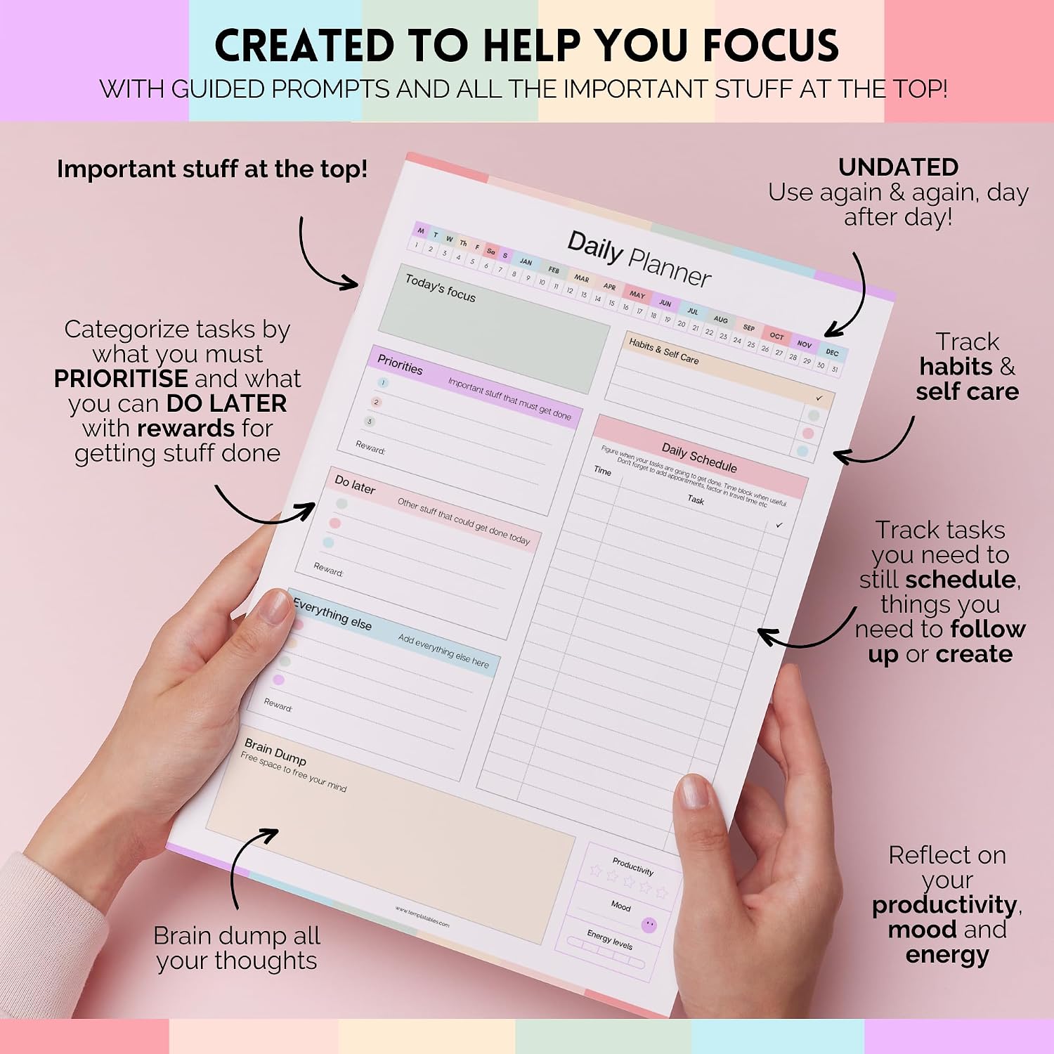 ADHD Daily Planner Notepad for Neurodivergent Adults - Productivity Daily Planner Desk Pad &amp; Task Management to Stay Organi 3