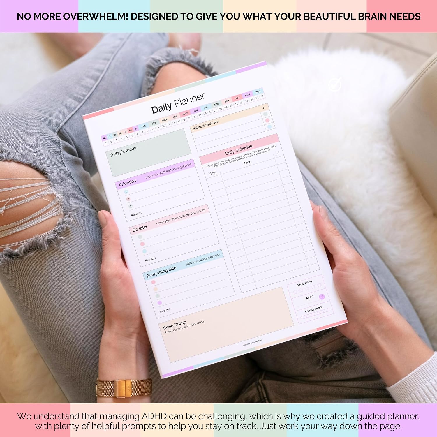 ADHD Daily Planner Notepad for Neurodivergent Adults - Productivity Daily Planner Desk Pad &amp; Task Management to Stay Organi 5