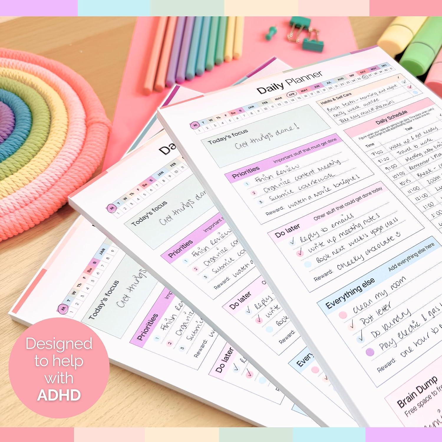 ADHD Daily Planner Notepad for Neurodivergent Adults - Productivity Daily Planner Desk Pad &amp; Task Management to Stay Organi 6