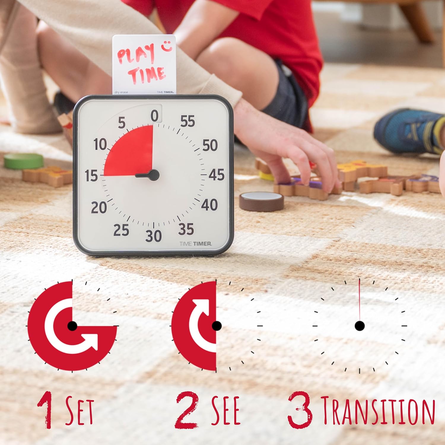 TIME TIMER 8 inch Visual Timer - 60 Minute Kids Desk Countdown Clock with Dry Erase Activity Card, Also Magnetic - for Kids 4