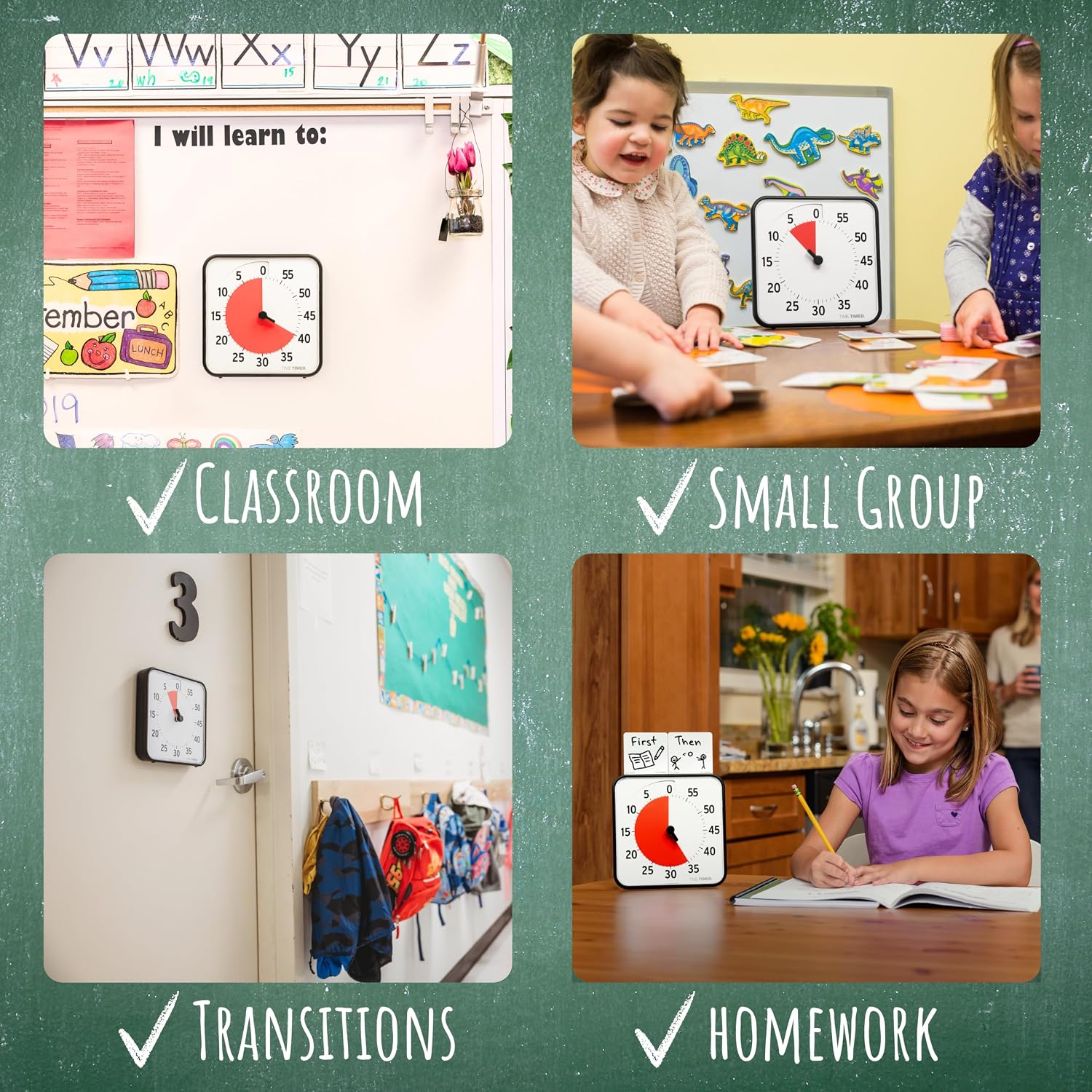 TIME TIMER 8 inch Visual Timer - 60 Minute Kids Desk Countdown Clock with Dry Erase Activity Card, Also Magnetic - for Kids 7