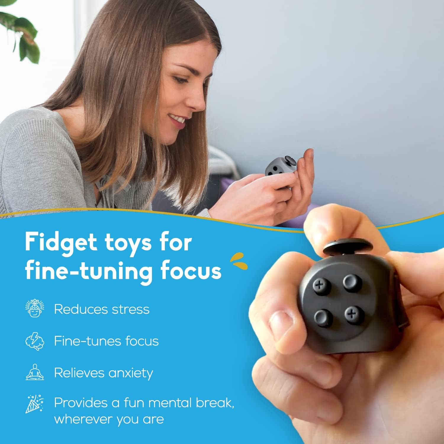 PILPOC theFube Fidget Cube, Stress Relief Infinity Cube for Adults &amp; Kids MidNight 3