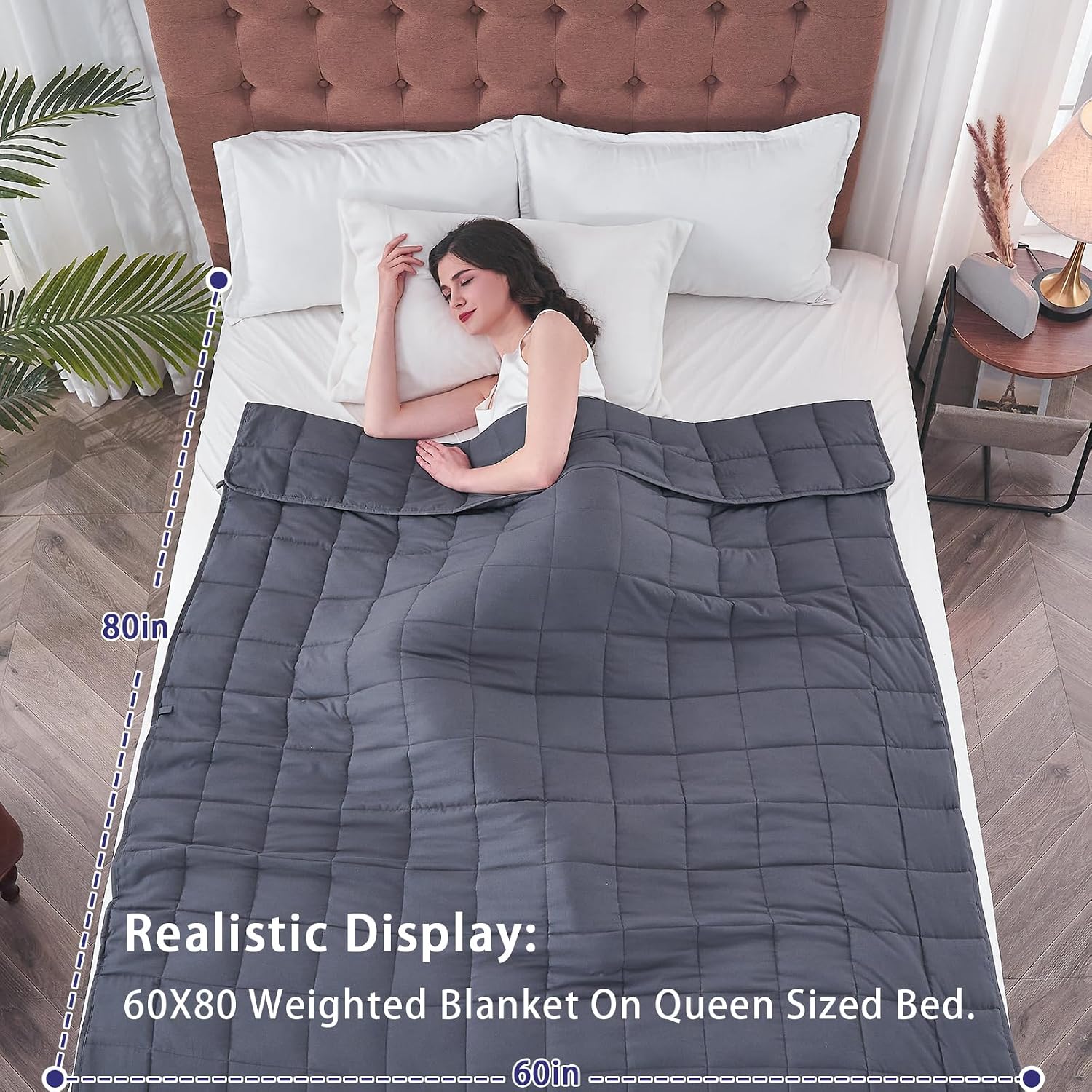 Yescool Weighted Throw Blanket for Adults 20lbs Queen Size, 60 x 80 , Grey Grey 60X80-20 lbs 2