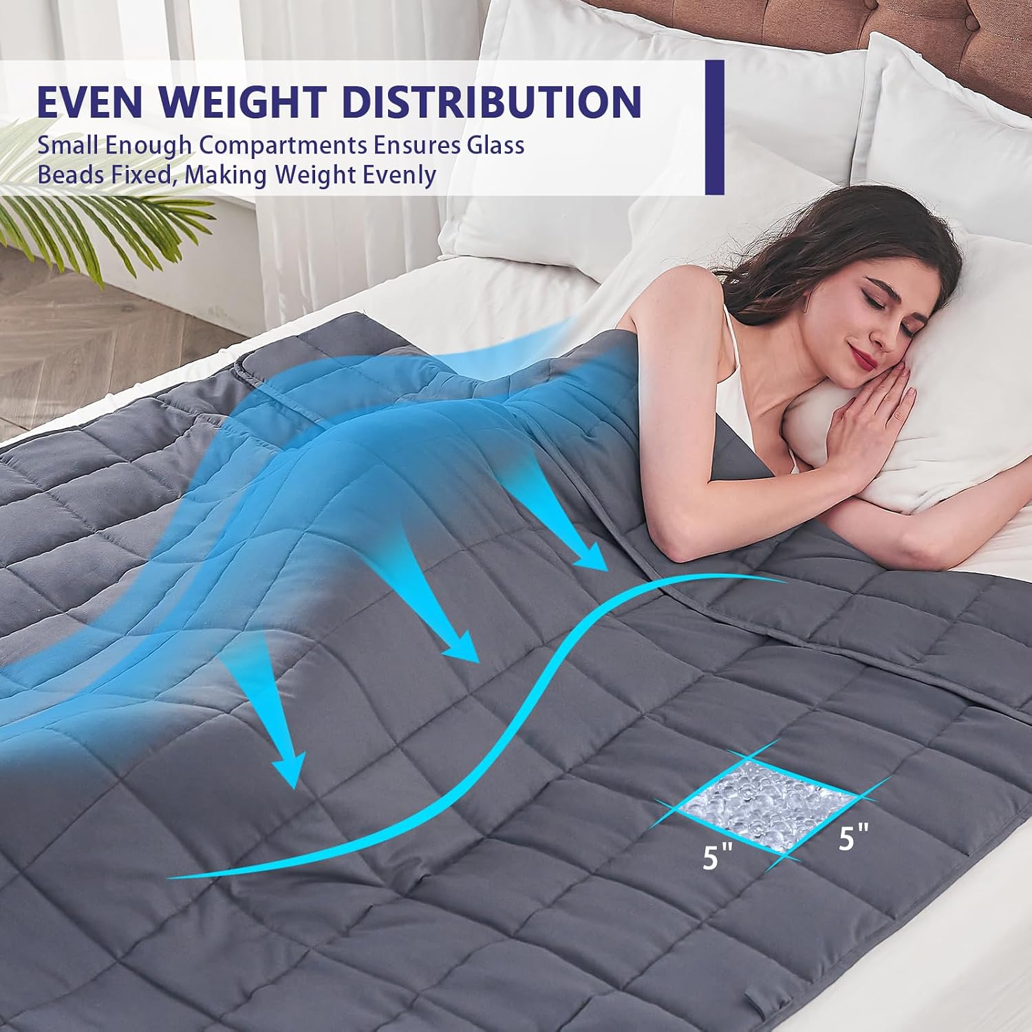 Yescool Weighted Throw Blanket for Adults 20lbs Queen Size, 60 x 80 , Grey Grey 60X80-20 lbs 3