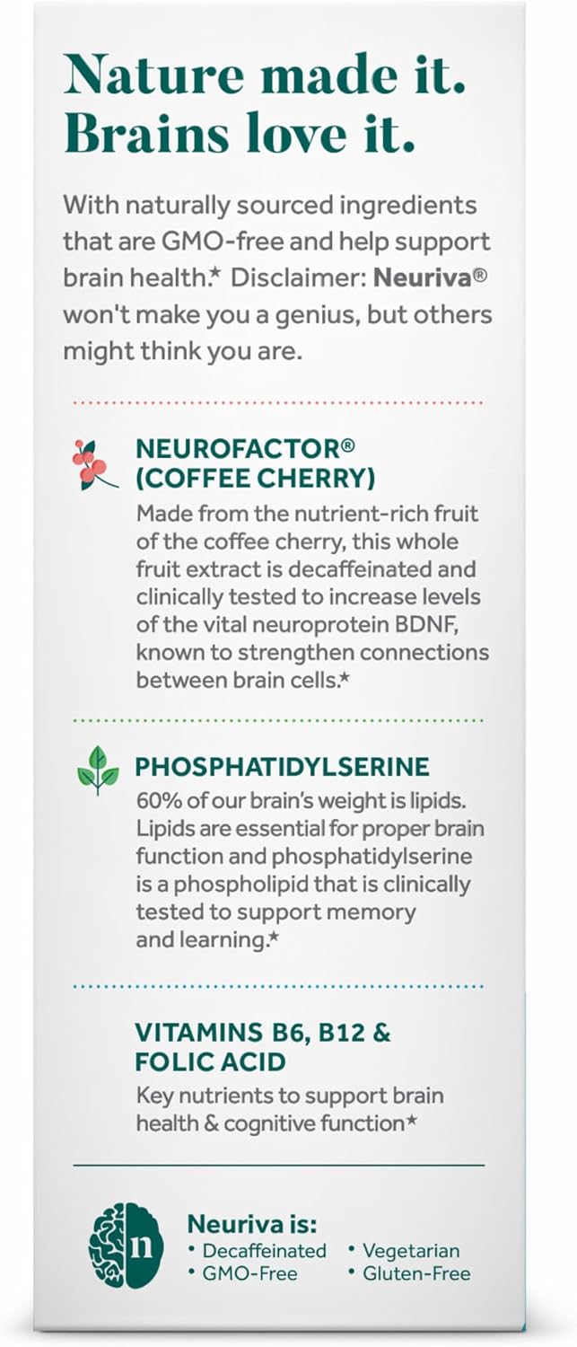 NEURIVA Plus Brain Supplement for Memory and Focus - 30 Count Capsules 30 Count (Pack of 1) 12