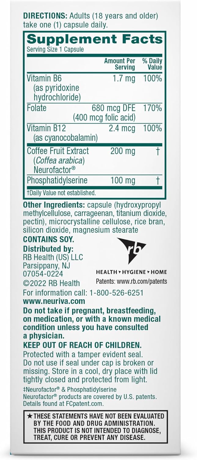 NEURIVA Plus Brain Supplement for Memory and Focus - 30 Count Capsules 30 Count (Pack of 1) 13