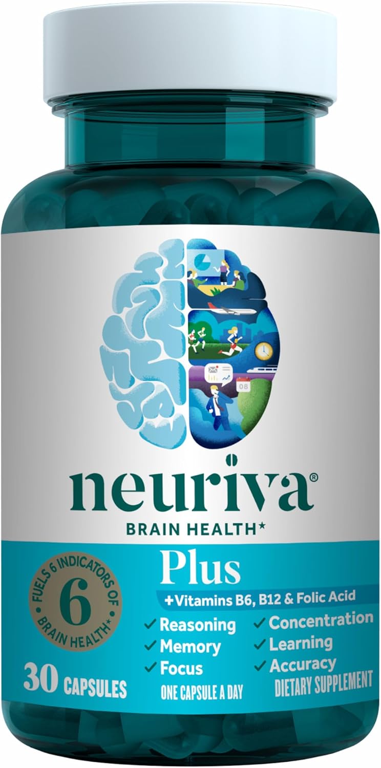 NEURIVA Plus Brain Supplement for Memory and Focus - 30 Count Capsules 30 Count (Pack of 1) 20
