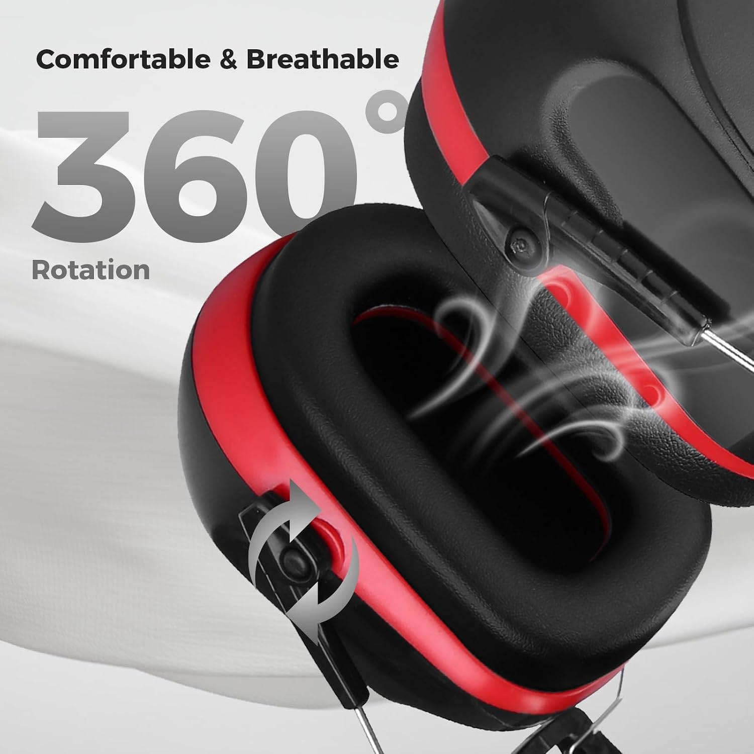 ProCase Hearing Protection Ear Muffs SNR 33dB, Noise Cancelling Headphones 1 - 1 Red 1 4