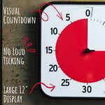 TIME TIMER 12 inch Visual Timer 60 Minute Kids Desk Countdown Clock with Dry Erase Activity Card, Also Magnetic for Classro 2