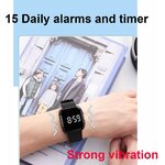 Vibrating Alarm Watch, Potty Training Wristband Rechargeable Pill Reminder Watch with Timer and 15 Daily Alarms (Light Blue 4