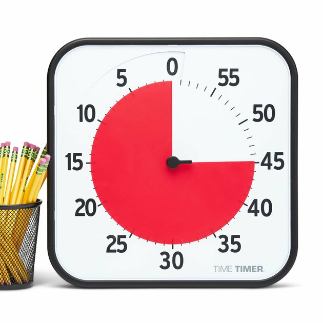 TIME TIMER 12 inch Visual Timer 60 Minute Kids Desk Countdown Clock with Dry Erase Activity Card, Also Magnetic for Classroom