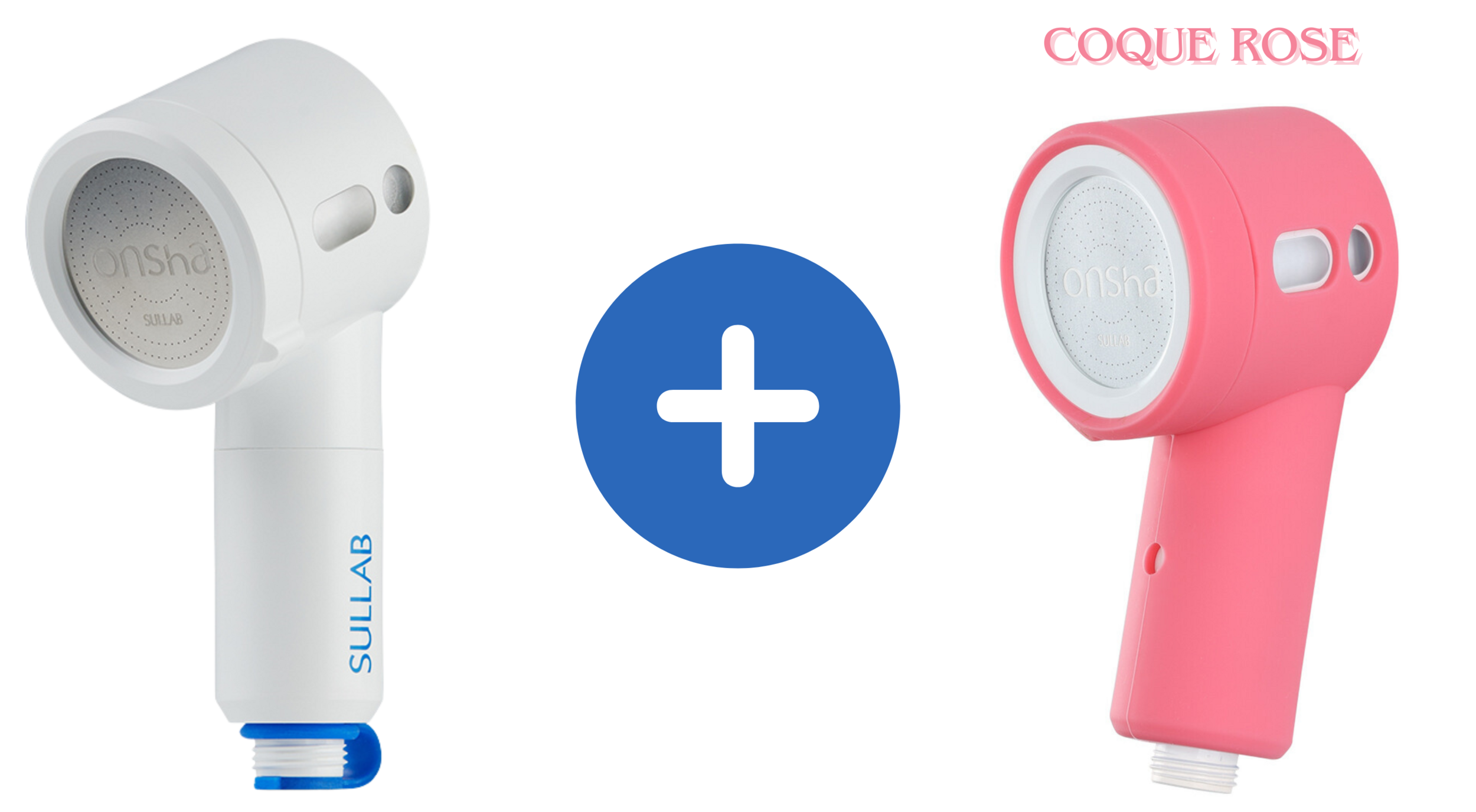 Pommeau de douche et coque rose