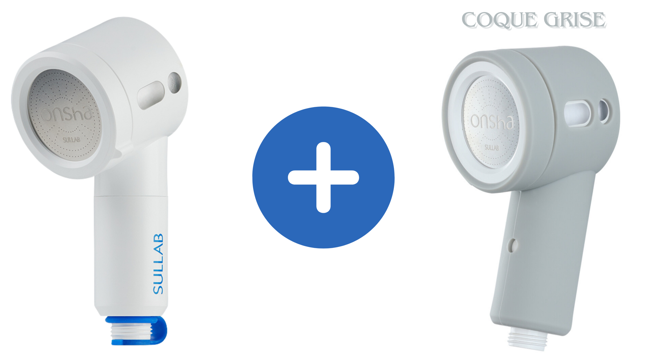 Pommeau de douche et coque grise