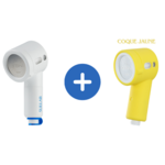 Pommeau de douche et coque jaune