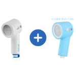 Pommeau de douche et coque bleu ciel
