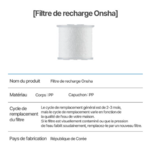 caractéristiques du filtre onsha