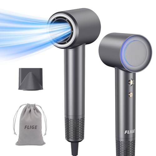 FLIGE Hair Dryer,110,000 RPM High Speed Brushless Motor Negative Ionic Blow Dryer for Fast Drying,Thermo-Control, Travel Hairdryer with Magnetic Nozzle for Home Gifts