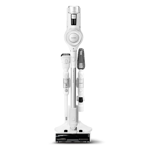 CUCKOO Powerclone Cordless Vacuum Cleaner for Home, High-Suction Cordless Stick Vacuum Cleaner for Hardwood Floor and Carpet, Stick Vacuum Cordless Rechargeable with Attachments, White (CVC-A1410NW)