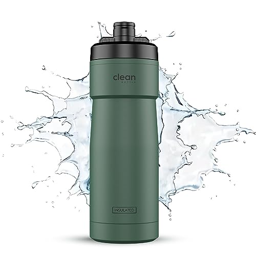 Bike Water Bottles | Insulated Bike Water Bottle | Easy Clean Nozzle, Easy Squeeze | Cycling Mountain Fitness Water Bottle | Gym Sport Bottle | (Green, Sport 20)