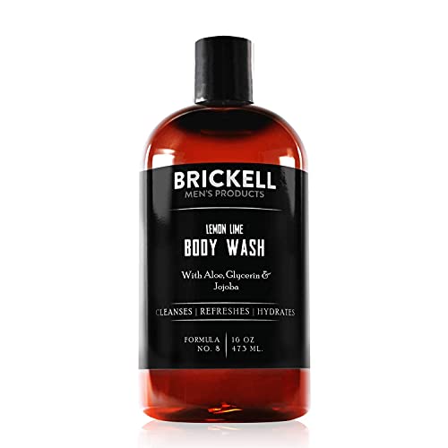 Brickell Men\'s Invigorating Body Wash for Men, Natural and Organic Deep Cleaning Shower Gel with Aloe, Glycerin, and Jojoba Oil, Sulfate Free (Lemon Lime, 16 Ounce)