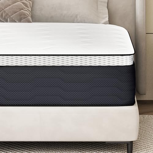 Z-hom King Mattress 14 Inch, King Mattresses Hybrid Spring Mattress in a Box, King Size Foam Innerspring Mattress with Motion Isolation & Pressure Relief for King Bed Frames, Medium Soft, White Grey