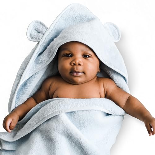 Natemia Premium Hooded Baby Bath Towel - Hooded Baby Towels Made with Organic Cotton from Turkey, Newborn Baby Towel with Hood, Ultra Soft Baby Towels, Hooded Baby Towels Girl, Boy, Baby Essentials
