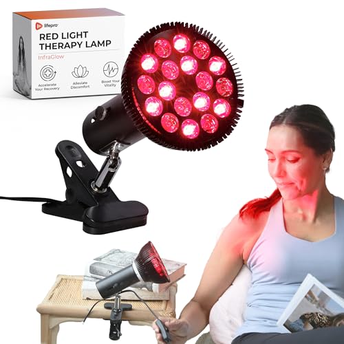 LifePro InfraGlow NIR & Red Light Therapy Lamp - Infrared Red Light Therapy Bulb with 18 LEDs & Clip-On Lamp - at-Home Red Light Therapy for Body, Chronic Pain Relief, Skin Wellness, & Recovery