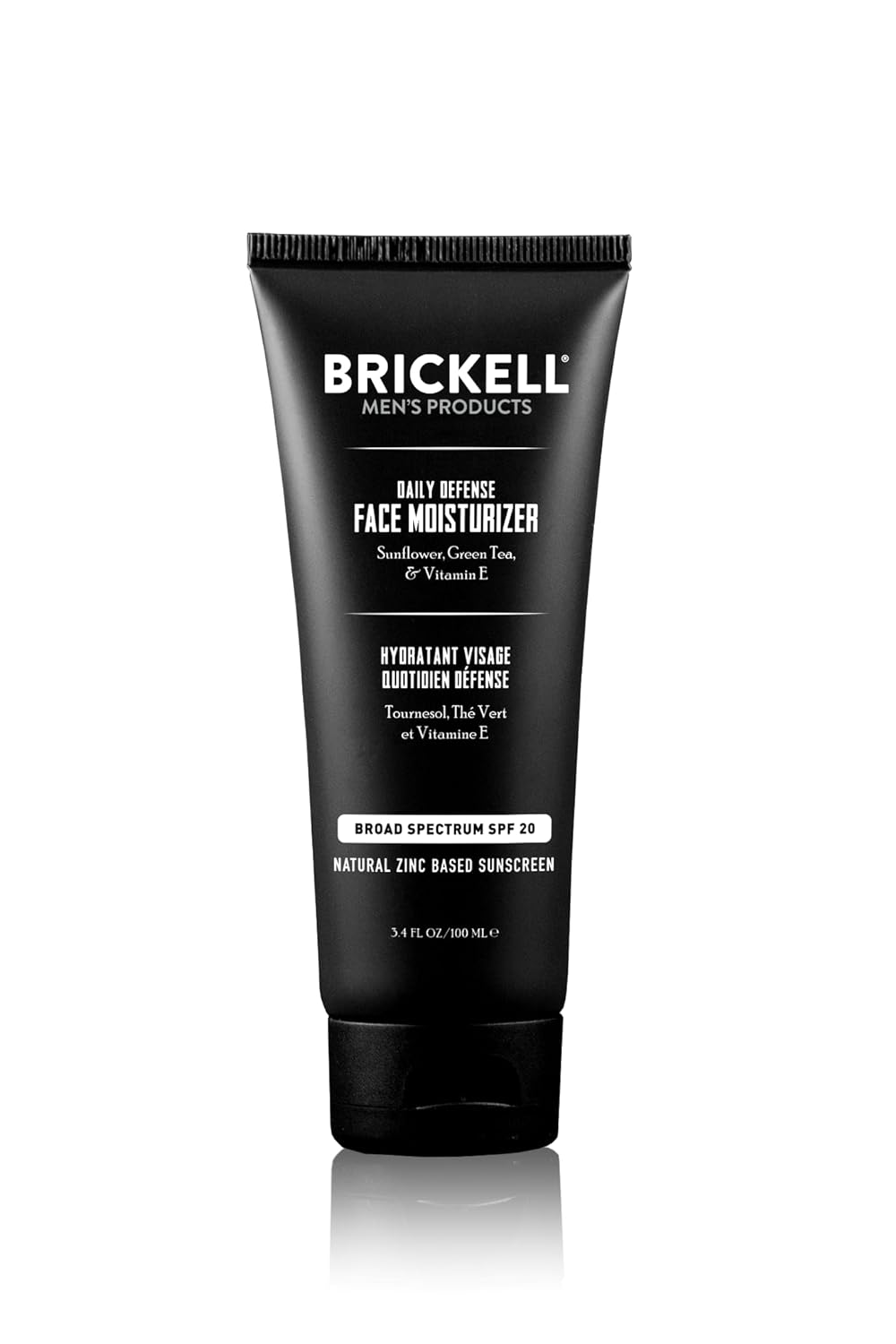 Brickell Men\'s Daily Defense SPF20 Face Moisturizer for Men, Natural & Organic, Zinc Oxide Face Moisturizing Mineral Sunscreen, Hydrates & Protects Skin Against Harmful UVA/B rays, 3.4oz, Unscented