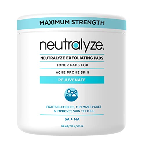 Exfoliating Acne Wipes - Maximum Strength Acne Pads for Face & Back - Medical Grade 2% Mandelic Acid & Salicylic Acid Pads - Acne Cleansing Pads - Toner Pads for Acne Prone Skin (100 Acne Face Wipes)