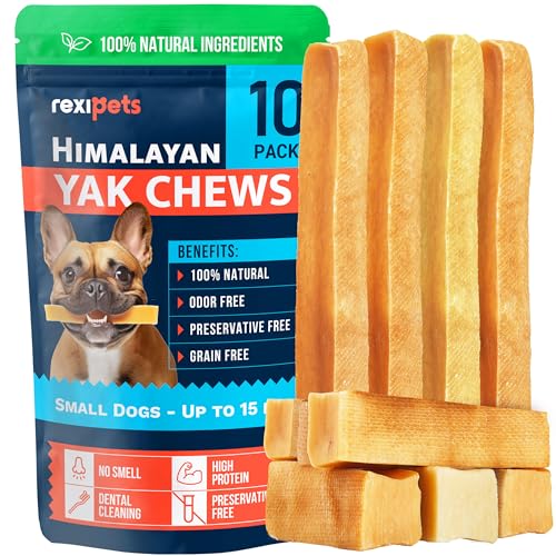 100% Natural Yak Cheese Himalayan Made Dog Chews All Breeds - Lactose Free Yak Chews for Small Medium & Large Dogs - Dental Cleaning Dog Chews for Aggressive Chewers - Long Lasting Odor & Gluten Free