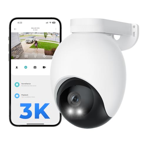 IMILAB EC6 3K Plug-in Security Camera Outdoor - 360° View WiFi 6 Camera for Home Security w/Spotlight, 24/7 Recording, Auto-Tracking, AI Surveillance Cam, No Monthly Fee(2.4Ghz WiFi Only)