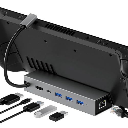 Statik UltraHub 6 in 1 USB C Docking Station Hub, 100W Steam Deck Dock for Computer, MacBook, Laptop & Multiple Monitors, Universal USBC Dock with 2 HDMI Ports, USB-C, 3 USB 3.0 Ports & 60Hz Power