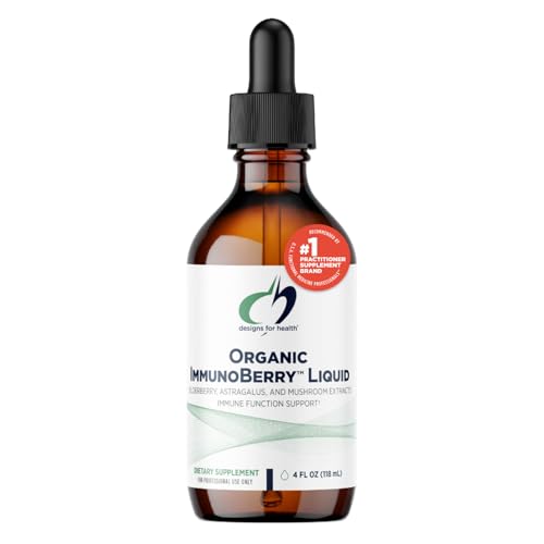 Designs for Health Elderberry Syrup with Wild Cherry Bark - Organic ImmunoBerry Liquid - Astragalus, Shiitake + Maitake Mushroom - Immune Support Supplement for Adults + Kids (118 Servings / 4oz)