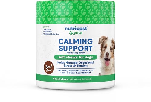 Nutricost Pets Calming Support Soft Chews for Dogs (Beef Flavored) 60 Soft Chews - Helps Manage Occasional Stress & Tension