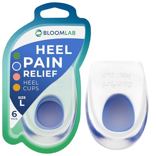 BloomLab Gel Heel Pads - 6 Pcs Heel Cups for Heel Pain, for Plantar Fasciitis Bone Spurs Pain Relief Protectors of Sore or Bruised Feet, Foot Pain Relief Support Comfort Cushion Insoles for Women/Men