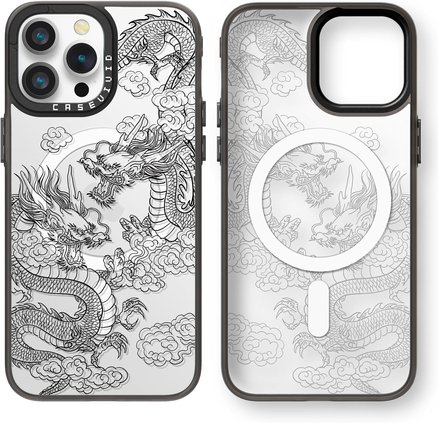 Magnetic for iPhone 13 Pro Magsafe Case Cute Aesthetic - Durable Fashion Funny Phone Case - Girly Dragon Pattern Print Cover Design for Woman Girl 6.1 inches Black Magsafe Case For iPhone 13 Pro Dragon