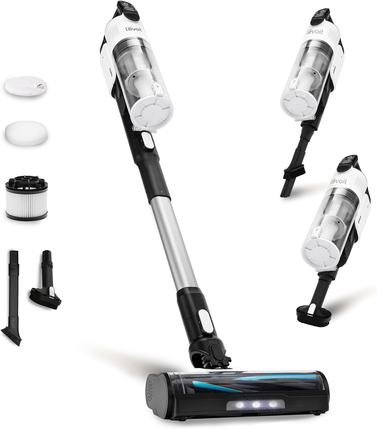 LEVOIT Cordless Vacuum Cleaner, Stick Vac with Tangle-Resistant Design, Up to 50 Minutes, Powerful Suction, Rechargeable, Lightweight, and Versatile for Carpet, Hard Floor, Pet Hair, LVAC-200 LVAC-200 White