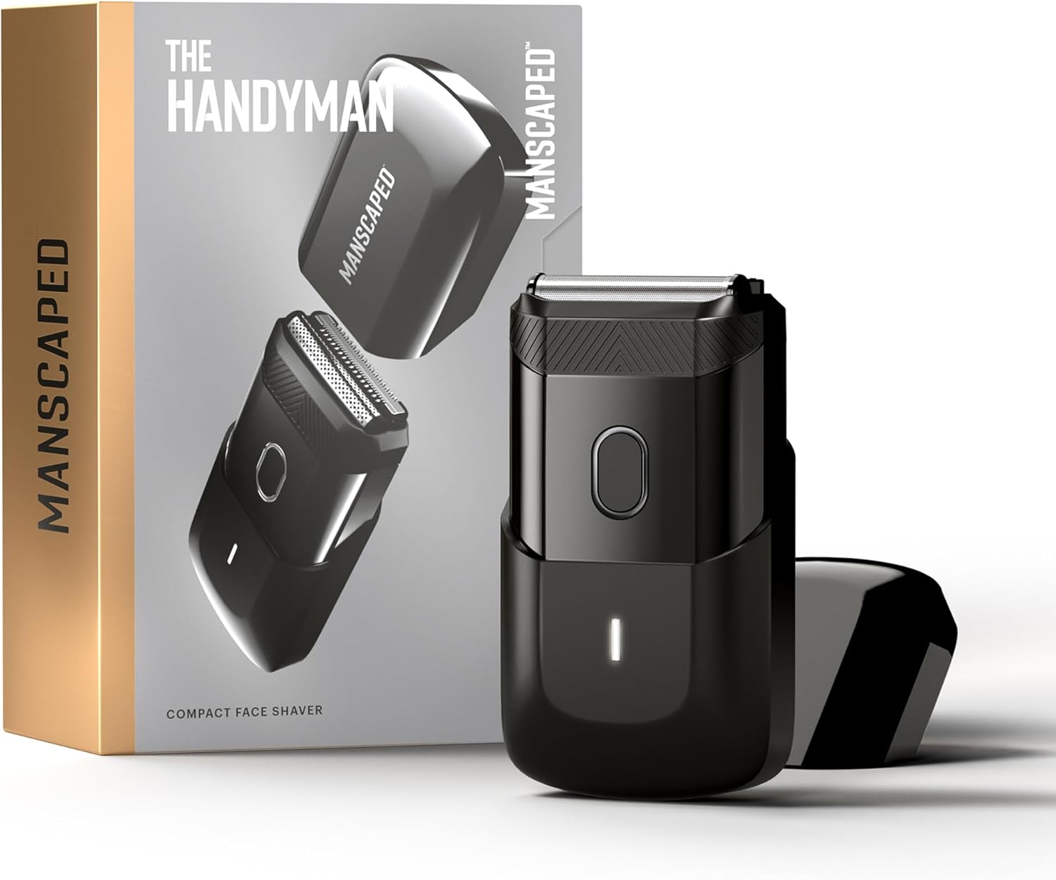 MANSCAPED® The Handyman™ Compact Face Shaver – Portable Men’s Travel Facial Hair Groomer, USB-C Rechargeable Razor, Electric Shaver for Face, Waterproof, Cordless, Dual-Action SkinSafe® Foil Blades