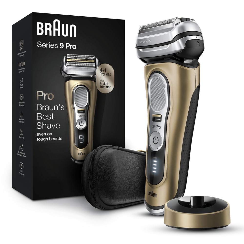 Braun Series 9 Pro 9419s Electric Shaver for Men, Wet & Dry Shave, Shaving Kit with 4+1 Head with ProLift Trimmer 9419s Shaver