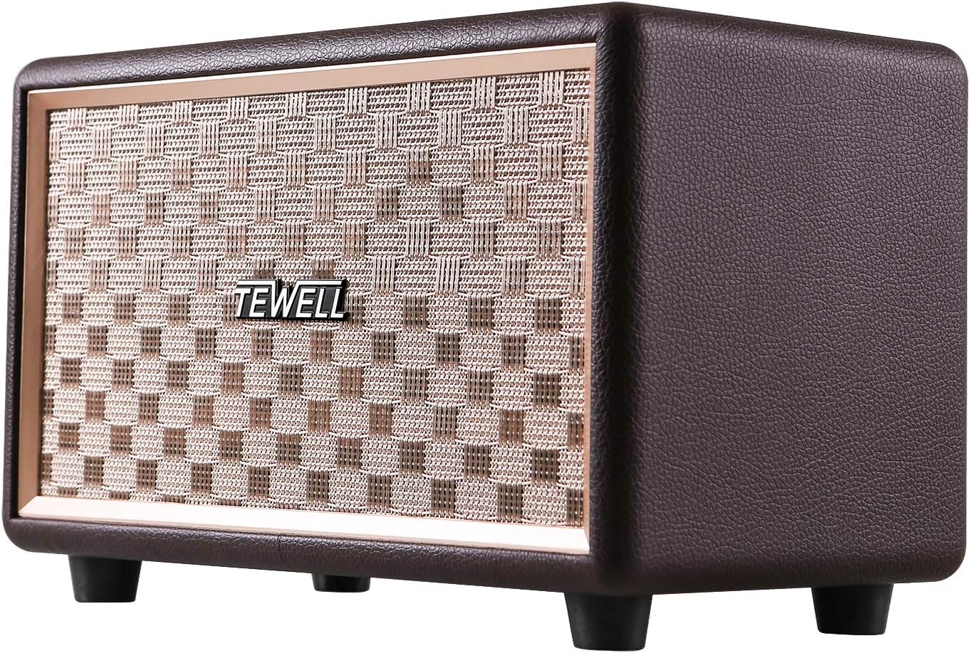 Vintage Bluetooth Speakers with Bass Enhanced Technology, Wireless & 3.5mm Aux Input for Cellphone, AC Powered (Upgraded Version) Brown