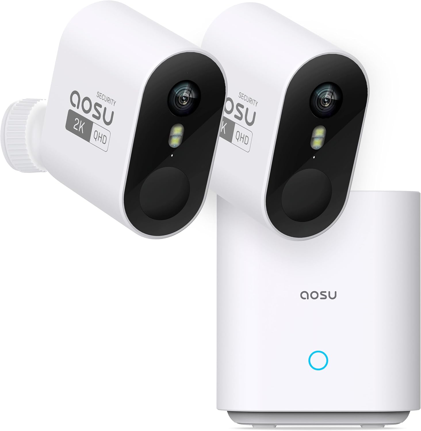 AOSU Security Cameras Wireless Outdoor Home System, True 2K HD Night Vision, No Subscription, 240-Day Battery Life, 166° Wide View, Spotlight & Siren Alarm, Motion Alert, Support 2.4G & 5G WiFi Router 2-Cam-Kit