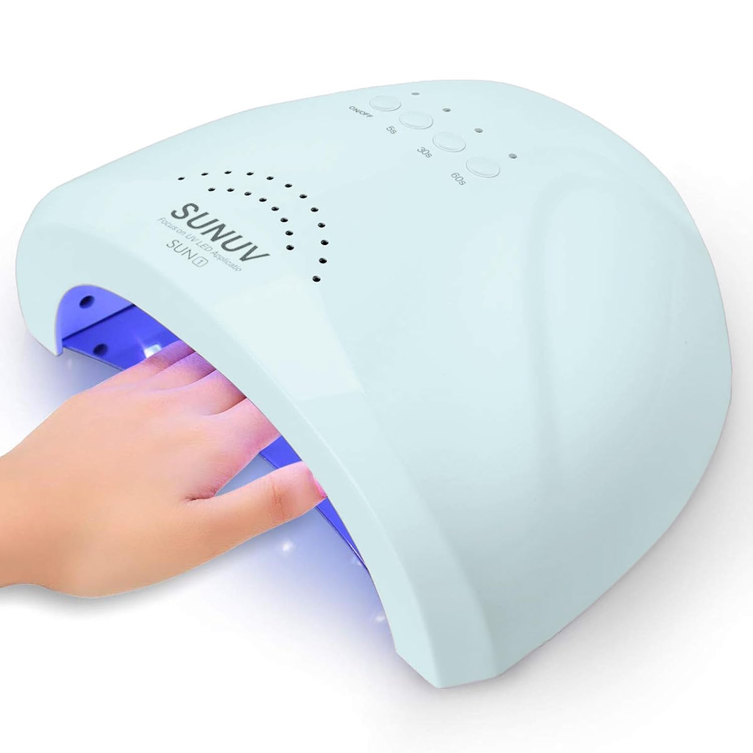 SUNUV 48W Nail Dryer, UV Light for Gel Nail Polish Professional UV LED Lamp with 3 Timer Settings Art Tools Auto Sensor SUNone Blue Baby Blue