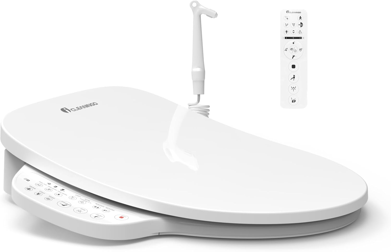 DC01 Pro iCleaningo Bidet Toilet Seat Auto Open/Close Lid, 17-Key Remote, Endless Warm Water, Vortex Sprayer, 9 Cleansing, 25000 RPM Dryer, 350 lbs Capacity, Slim Flat Heated Seat Elongated