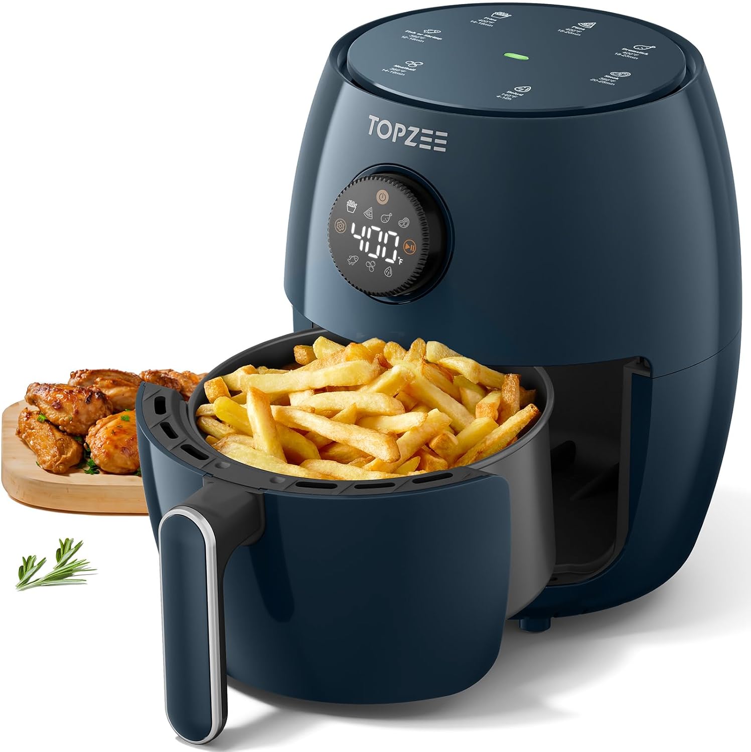 Small Compact Air Fryer, 2.1QT, 4-in-1 Small Mini Airfryer, Bake, Roast, Reheat, 98% Less Oil, Adjustable Temperature Control w/ 12H Timer, Quiet, Nonstick & Dishwasher Safe, BPA-Free, Dark Blue