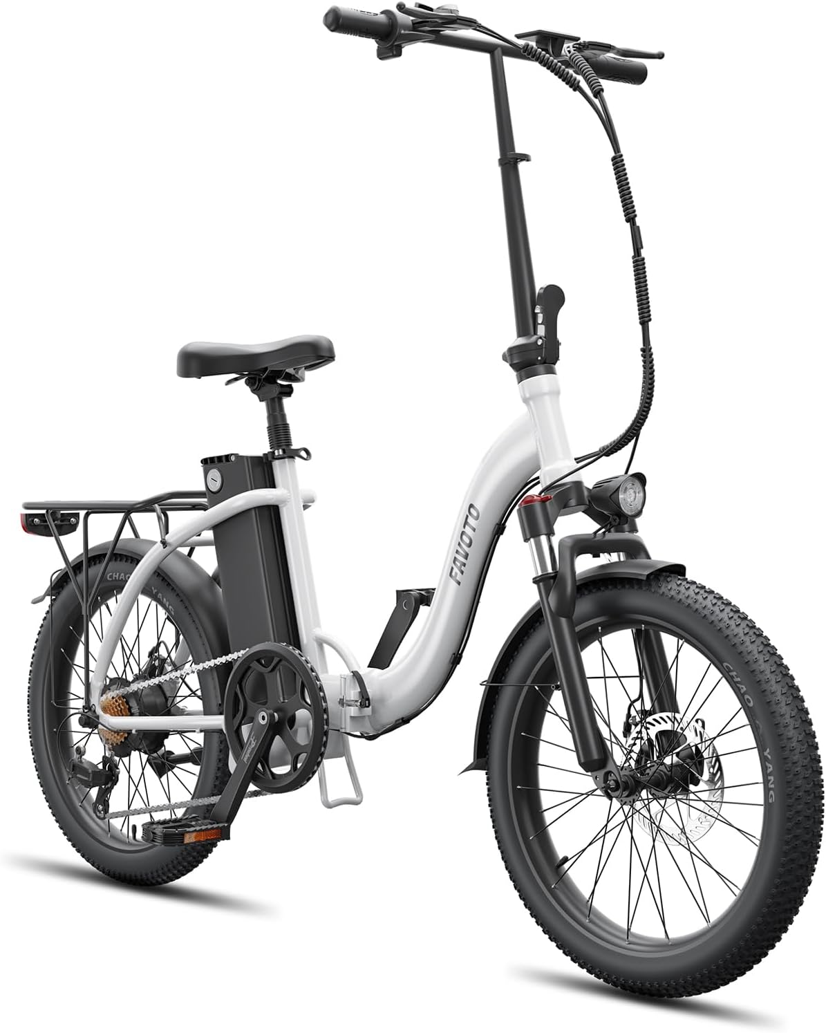 Fat Tire 20-26 Wheel Off-Road Ebike for Adults, 750W Folding Electric Bike, 36V-48V 15AH-20Ah, 25mph, 60 Miles Range, 7-Speed, Dual Disc Brakes, Mountain Ebike Foldable - Flit 20--48v 750w-white