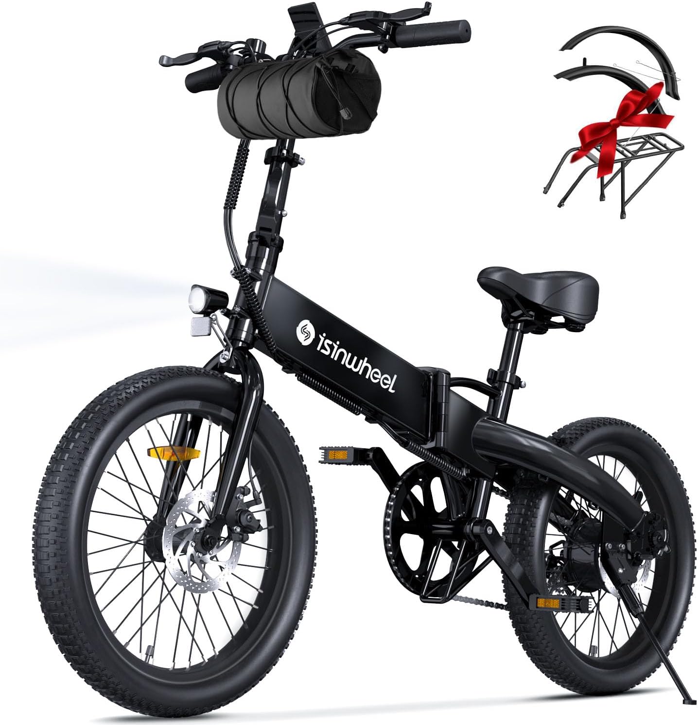 isinwheel U5 Electric Bike Adult 500W, 20 Folding Bikes, 20MPH Max Range 45+ Mile, 48V 374.4Wh Removable Battery, Weighs Only 48.5lbs, Suitable for Leisure Riding&Commuting