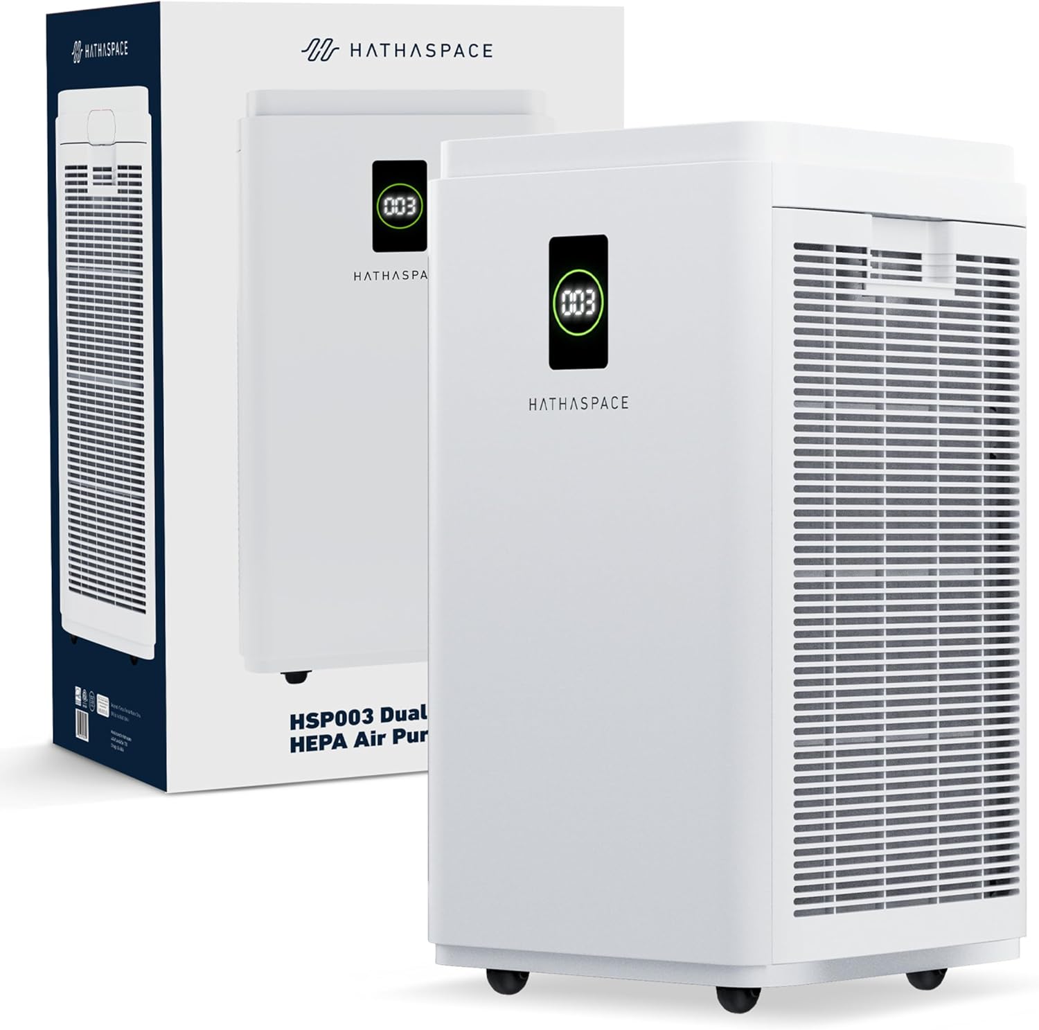 HATHASPACE HSP003 True HEPA Air Purifier for Home, Removes 99.9% of Dust, Smoke, Pet Dander, Odors, VOCs, Covers Up to 2800 Sq. Ft, Quiet Air Cleaner with Smart Sensor for Bedroom & Large Rooms